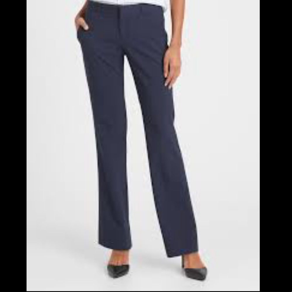 Women's Navy Straight-Leg Trousers